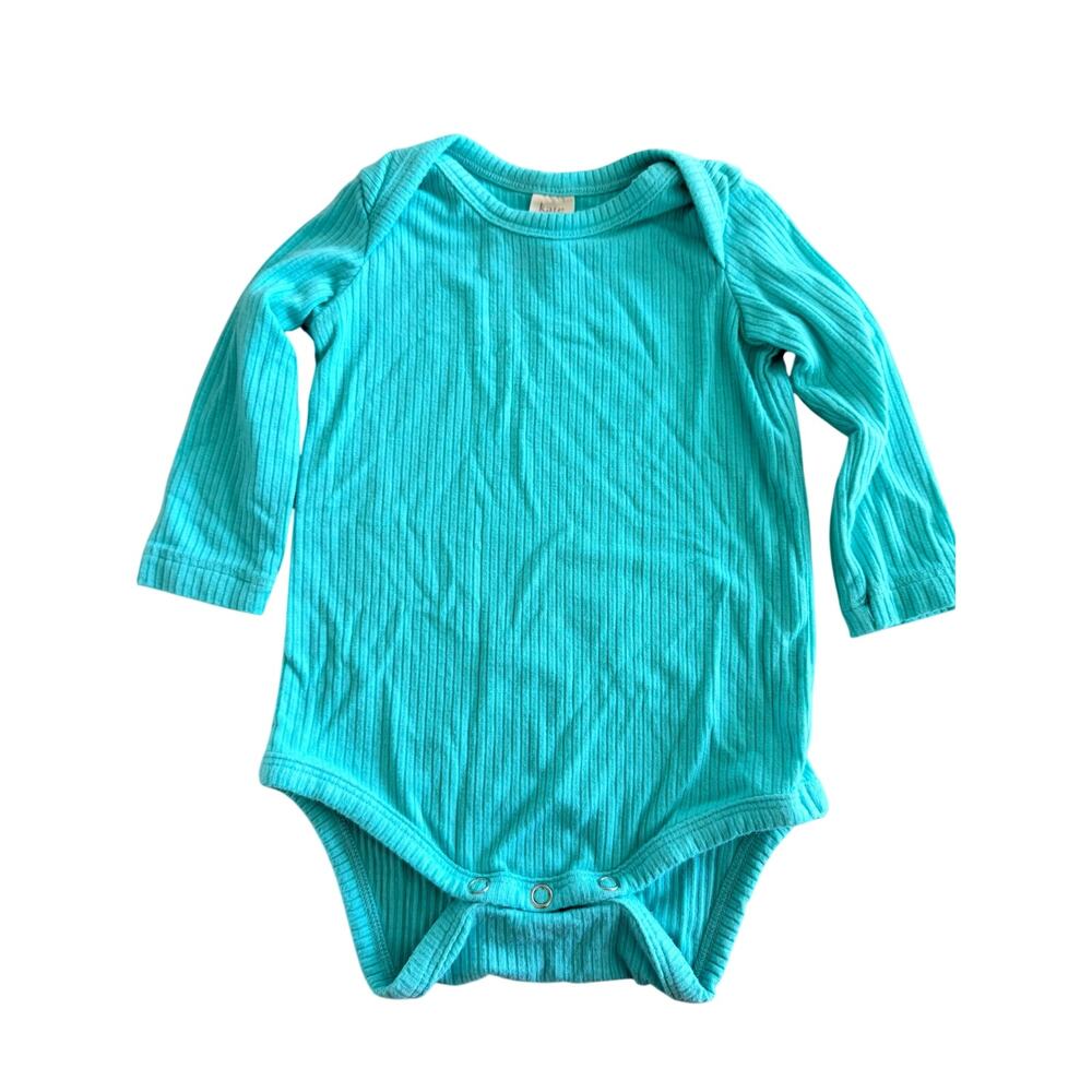 Kate Quinn Teal Ribbed Long Sleeve Lap Neck Bodysuit 0-3 Months